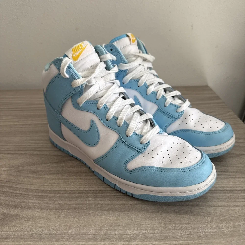 Nike Men's Dunk High White‎ & Leather Athletic Shoes Sneakers Size 8 DD1399-401